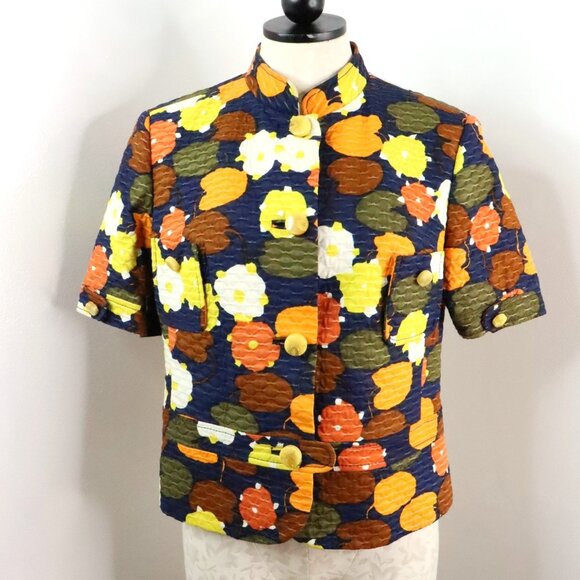 Vintage H. Neuber Women's 6/M Retro Mod MCM Floral Blazer Jacket Skirt Suit Set - Picture 2 of 16